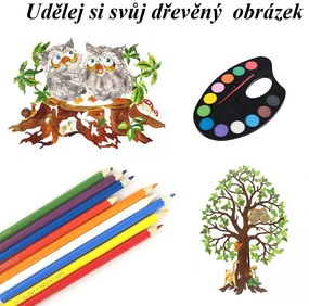 AMADEA Drevený obrázok na vymaľovanie kytice slnečníc 25 cm