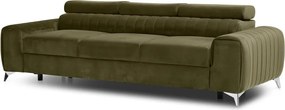 Khaki zamatová rozkladacia pohovka 261 cm Laurence – ELTAP