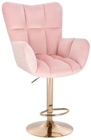 LuxuryForm DESIGN Barové kreslo AURORA VELUR na zlatom tanieri - ružové