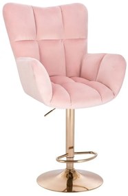LuxuryForm DESIGN Barové kreslo AURORA VELUR na zlatom tanieri - ružové