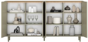 Komoda Elivo 200 cm na nožičkách - eukalyptus / dub baltic dune