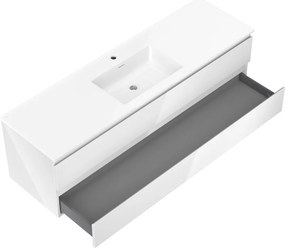 Mexen Orio, kúpeľňová skrinka 160 cm s umývadlom Otis, 2 zásuvky, biela lesklá, 91A10-16047-2-BFF00-W18M00