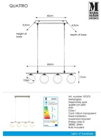 Kovové závesné svietidlo Markslöjd Quattro