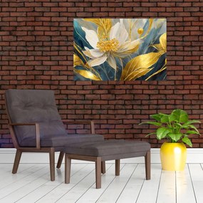 Obraz - Maľba zlatých kvetov (90x60 cm)