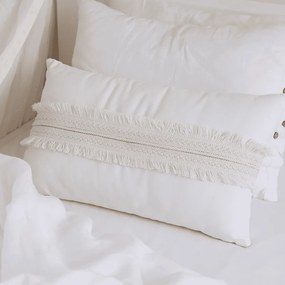 Boho obdĺžnikový vankúš s čipkou vanilka 35×60cm