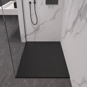 Erga Hyper, SMC sprchová vanička 100x80x2,6 cm + sifón, čierna matná, ERG-V06-SMC-8010S-BK
