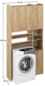 Skrinka nad práčku MIRALI, dub artisan