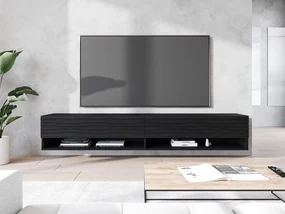 TV stolík/skrinka Adenik 180 MDF, Farby: čierny grafit / čierna fala, Osvetlenie: osvetlenie LED RGB - farebné