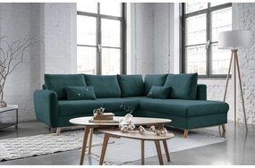 Tyrkysová rozkladacia rohová pohovka Miuform Scandic Lagom L, pravý roh