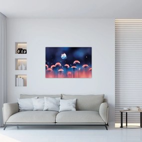 Obraz púpav s modrým motýľom (90x60 cm)