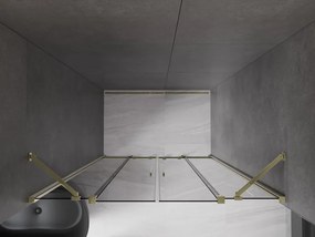 Mexen Velar Duo, posuvné sprchové dvere do otvoru 150 cm, 8mm šedé sklo, zlatá lesklá, 871-150-000-42-50