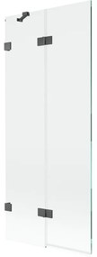Mexen Lunar, 2-krídlová vaňová zástena ľavá 80 x 150 cm, číre sklo, grafitová, 897-080-100-66-00-L