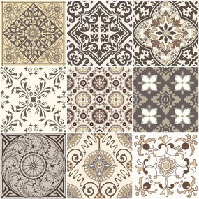 Súprava 9 nástenných samolepiek Ambiance Cement Tiles Ancona, 10 × 10 cm