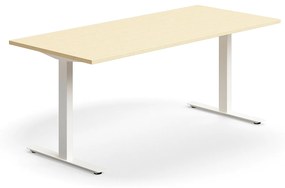 Kancelársky stôl QBUS, rovný, 1800x800 mm, T-rám, biely rám, breza