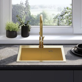 Rea Leo, 1-komorový oceľový drez 500x450x185 mm, zlatá matná, ZLE-06004