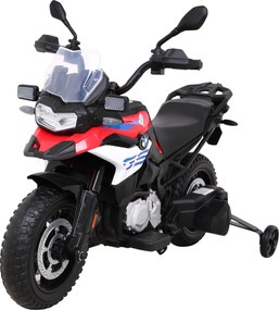 Ramiz Detský motocykel na batérie BMW F850 GS červený + pomocné kolieska + audio LED + pomalý štart + EVA