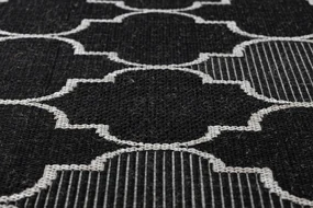 Šnúrkový koberec SIZAL FLOORLUX 20607 , marokánsky trellis,  čierny / strieborný