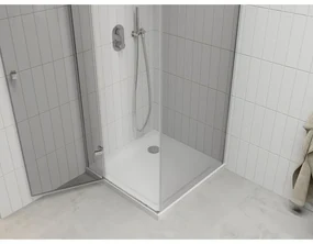 Mexen Roma, sprchovací kút 90 (dvere) x 90 (stena) cm, 6mm číre sklo, chrómový profil + slim sprchová vanička 5cm, 854-090-090-01-00-4010