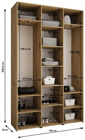 Šatníková skriňa 160 cm Carmela 50-1 (biela + zlatá). Akcia -21%. Vlastná spoľahlivá doprava až k Vám domov. 1126702