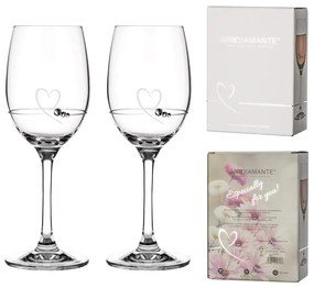 Diamante poháre na biele víno so Swarovski kryštálmi Petit Heart 240 ml 2KS