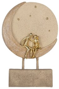 Béžovo-zlatá antik dekorácia zamilovaný pár sediaci na mesiaci - 18*5*26 cm