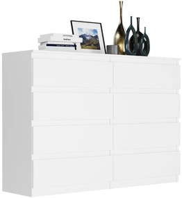 Moderná komoda s 8 šuflíkmi R-140-S8 - rôzne farebné prevedenia biela