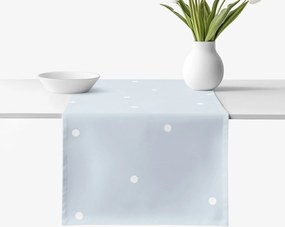 Goldea behúň na stôl 100% bavlnené plátno - bodky na nebesky modrom 20x120 cm