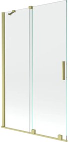 Mexen Velar, 2-krídlová posuvná vaňová zástena 110 x 150 cm, 8mm číre sklo, zlatý matný profil, 896-110-000-01-55