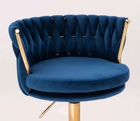 LuxuryForm DESIGN Stolička LYON VELUR na zlatej podstave s kolieskami - modrá