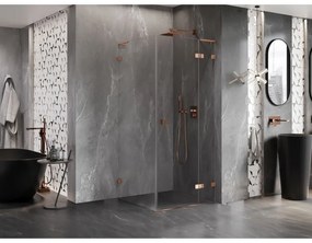 Mexen Lunar L, 1-krídlový sprchový kút, pravý, 90 x 90 cm, 8mm číre sklo, ružové zlato profil, 834L-090-090-60-00-P