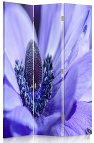 Ozdobný paraván Příroda Květina Fialová - 110x170 cm, trojdielny, obojstranný paraván 360°