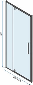 Rea Rapid Swing, rohový sprchovací kút 120 (dvere) x 100 (stena) x 195 cm, 6mm číre sklo, čierny profil, KPL-009936