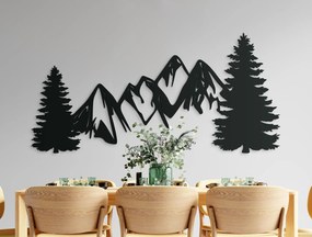 drevko Moderný drevený obraz Hory a les Rozmer obrazu: 31 x 65 cm, Farba dekorácie: Čierna