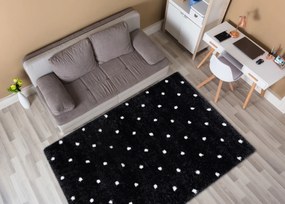 Koberec FLUFFY 2370 shaggy bodky antracit / biely