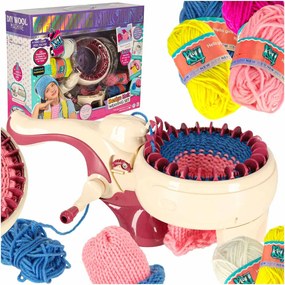 KIK Detský ručný pletací stroj – súprava s 5 farebnými priadzami, kreatívna hračka