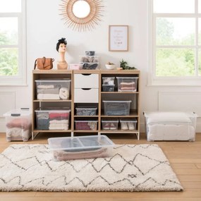 SUNDIS Sada 2 úložných boxov VIEW BOX 50 L – pod posteľ, s vekom a kolieskami