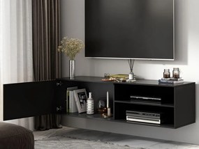 AKCIA Závesný TV stolík MEORATI 150x40 cm, čierna/dub artisan II. trieda