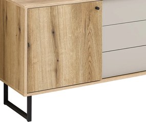 Široká TV skrinka Cube, dub evoke / pieskovo šedá