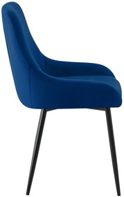 Jedálenská stolička Elmira - zamat, čierny rám - Tmavo modrá