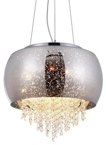 Závesné svietidlo Starlight, 1x kryštáliky/chrómové sklenené tienidlo, ch