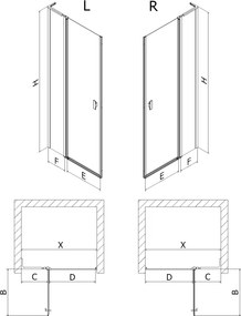 Mexen Mist L, výklopné sprchové dvere 110 cm, číre sklo, zlatá matná, 8A4L-110-000-55-00