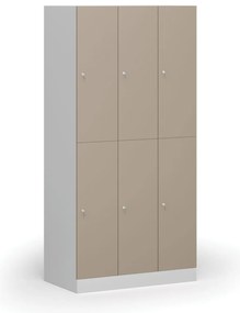 Šatníková skrinka s úložnými boxmi, 6 boxov, 1850 x 900 x 500 mm, demont, cylindrický zámok, béžové dvere