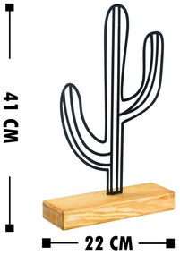 Kovová dekorácia Cactus 41 cm čierna
