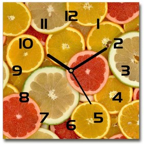 Sklenené hodiny štvorec Citrusové ovocie pl_zsk_30x30_c-f_75221709