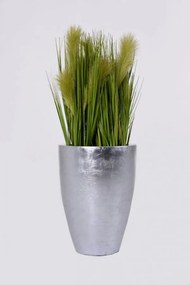 Kvetináč OPALA, sklolaminát, výška 44 cm, strieborný lesk