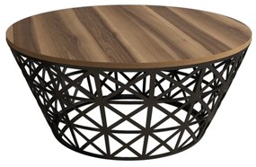 Konferenčný stolík kovaný 90 cm orech/čierny