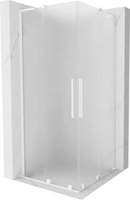 Mexen Velar L Duo, sprchový kút s posuvnými dverami 100 x 100 cm, 8mm sklo námraza, biela matná, 871-100-100-02-33-20