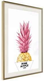 Artgeist Plagát - Golden Pineapple [Poster] Veľkosť: 20x30, Verzia: Čierny rám s passe-partout