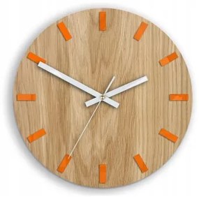 Sammer Nástenné dubové hodiny SIMPLE - oranžová/biela 33 cm SimpleWoodOrange
