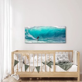 Obraz surferov vo vlnách (120x50 cm)